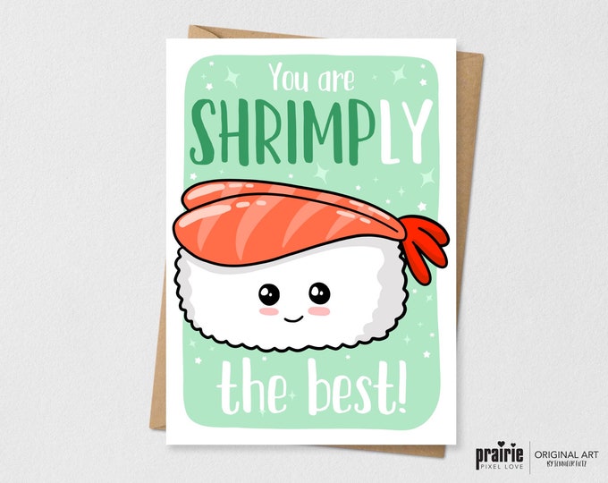 Shrimp Sushi Birthday Card, Sushi Pun Card, Asian Food Pun, Punny Card, Boyfriend, Girlfriend Birthday Card