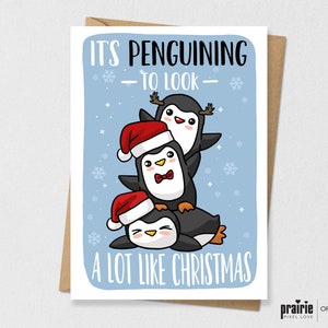 Carte de Noël Pingouin, Carte drôle, Carte joyeux Noël, Carte de Noël, Carte de Noël drôle, Carte mignonne, Carte de jeu de mots, Carte de Noël mignonne
