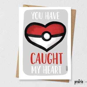 Carte Pokeheart imprimée, Pokemon Ball Birthday Card, Nerdy Birthday Card, Geeky Birthday Card, Boyfriend, Girlfriend Birthday Card