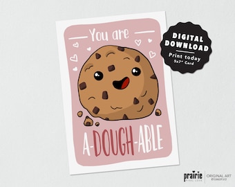 A-DOUGH-able Cookie Pun Card: Food Lover Birthday (PDF)