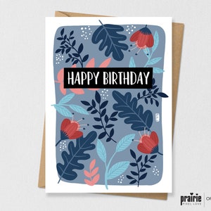 Cartão de aniversário impresso, Cartão de aniversário, Cartão de aniversário floral, Cartão de aniversário, Cartão de aniversário adulto, Cartão de aniversário adolescente,