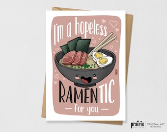Printed Ramen Card, Ramen Birthday Card, Asian Food Birthday Card, Noodle Birthday Card, Pun Card, Punny Card, Boyfriend, Noodle