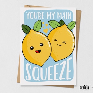 Lemon Pun Card, Main Squeeze, Lemon Card, Lemon Verjaardagskaart, Lemon Gift, Gele verjaardagskaart, pun card, Punny Kaart