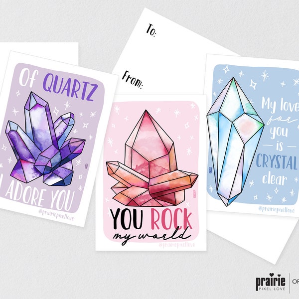 Crystal Valentine Cards, Gem Valentines Card, Kids Valentines Card, School Valentine, Classroom Valentine