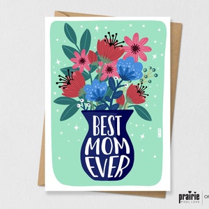 Carte florale de jour de mères, carte d’anniversaire de maman, carte de voeux, carte de jour de Valentines de maman, meilleure maman jamais, jour de mères, jour de maman, anniversaire de maman