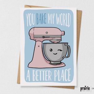 Carte de jeu de mots de cuisson, carte d’anniversaire de cuisson, carte de salutation de nourriture, carte de jour de Valentines de cuisine, carte de jeu de mots, carte de punny, amoureux de nourriture, cuisine, cuisson, cuisson,