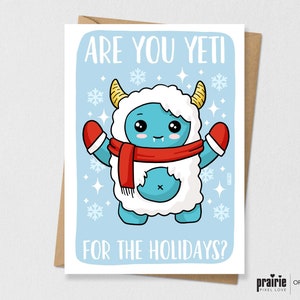 Carte de Noël Yeti, Carte Yeti Funny, Carte de Noël, Carte de Noël, Carte de Noël drôle, Carte mignonne, Carte de jeu de mots, Carte de Noël mignonne