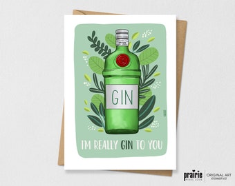 Bedruckte Gin Karte, Gin Geburtstagskarte, Alkohol Geburtstagskarte, Geburtstagskarte, Pun Karte, Valentinstagskarte, Freund, Freundin Geburtstagskarte
