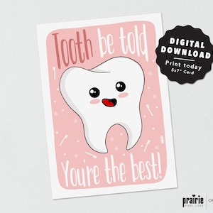 Tooth birthday card, tooth card, fairy card, dentist card, dentist birthday, oral card, Printable Card, Downloadable card, Digital Download