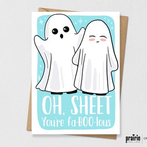 Cartão fantasma de Halloween, cartão fantasma fofo, cartão de Halloween, cartão assustador, amante fantasma, presente fantasma, Halloween, cartão engraçado, cartão de felicitações