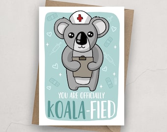 Koala Nurse graduation card, graduation card, doctor graduation, healthcare gift, healthcare, koala, nurse gift, doctor gift, koala,