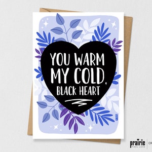 Cold Black Heart Card, Boyfriend Valentines, Birthday Card, Pun Card, Funny Card, Valentines Card for him, Husband Card, Adult Card