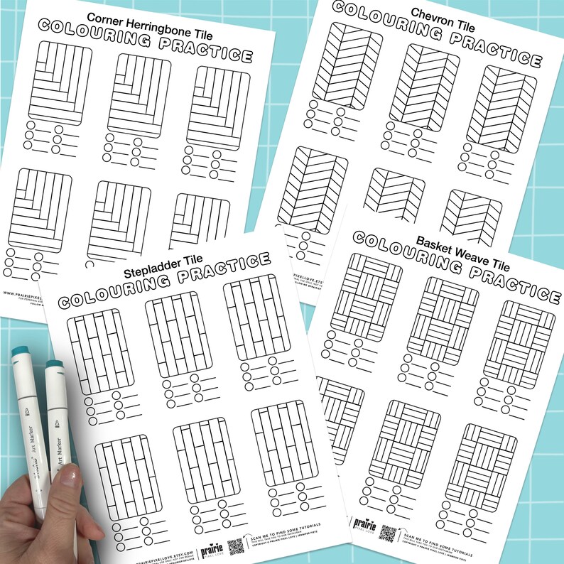 Tile Coloring Tutorial Colouring Tile & Bricks Texture Template: Printable Practice Page (PDF ...