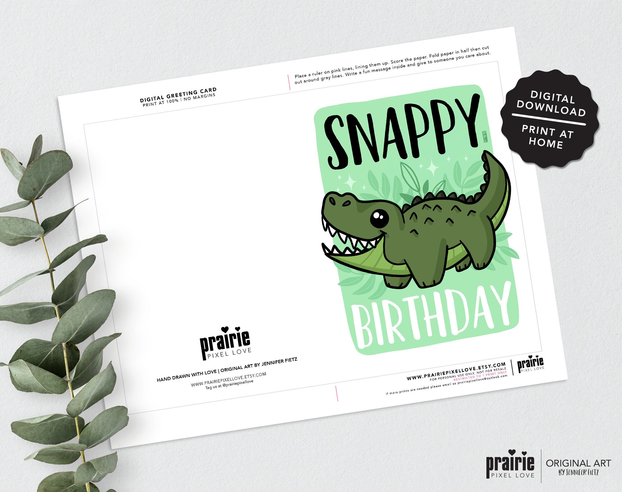 Klara Hawkins Snappy Crocodile Birthday Greeting Card