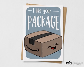 Amazon Husband Card, Amazon Package, Valentines Day Card, Package Gift, Birthday Card, Pun Card, Punny Card, I like your package, Boyfriend
