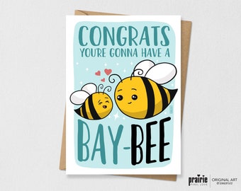 Bee Baby Shower card, Bee card, bee card, Funny Baby Shower, Bay-bee Card, Congratulations Card, Bee, Bee Lover, Expecting Card