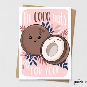 Carte de noix de coco, carte d’anniversaire de noix de coco, carte de noix de coco pour vous, carte tropicale, carte de jeu de mots, carte drôle, carte d’anniversaire de petite amie