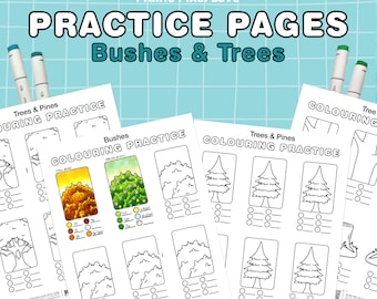 Colouring Plant Texture Template: Printable Practice Page (PDF)