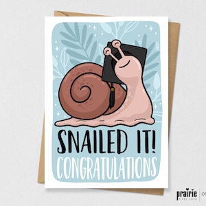 Carte de graduation d’escargot, carte de graduation, Escargot, graduation, cadeau de diplômé, diplômé, diplômé du collège, escargot, cadeau de remise des diplômes, amoureux des escargots