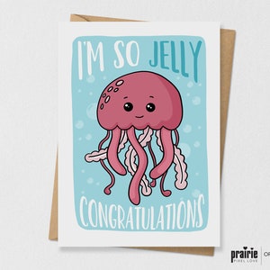 Carte de félicitations JellyFish, carte JellyFish, carte Sea Animal, carte Animal, anniversaire JellyFish, Valentines JellyFish, Cadeau JellyFish