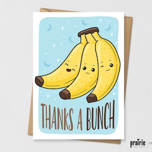 Banana Pun Card, Thank You Card, Banana Card, Banana Birthday Card, Banana Gift, Yellow Birthday Card, Pun Card, Banana Thank You