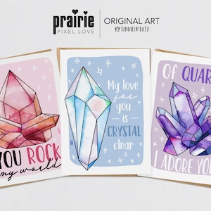 Imprimé Gem Card 3 Pack, Crystal Birthday Card, Gem Birthday Card, Birthday Card, Pun Card, Punny Card, Adult Birthday Card, Cristaux