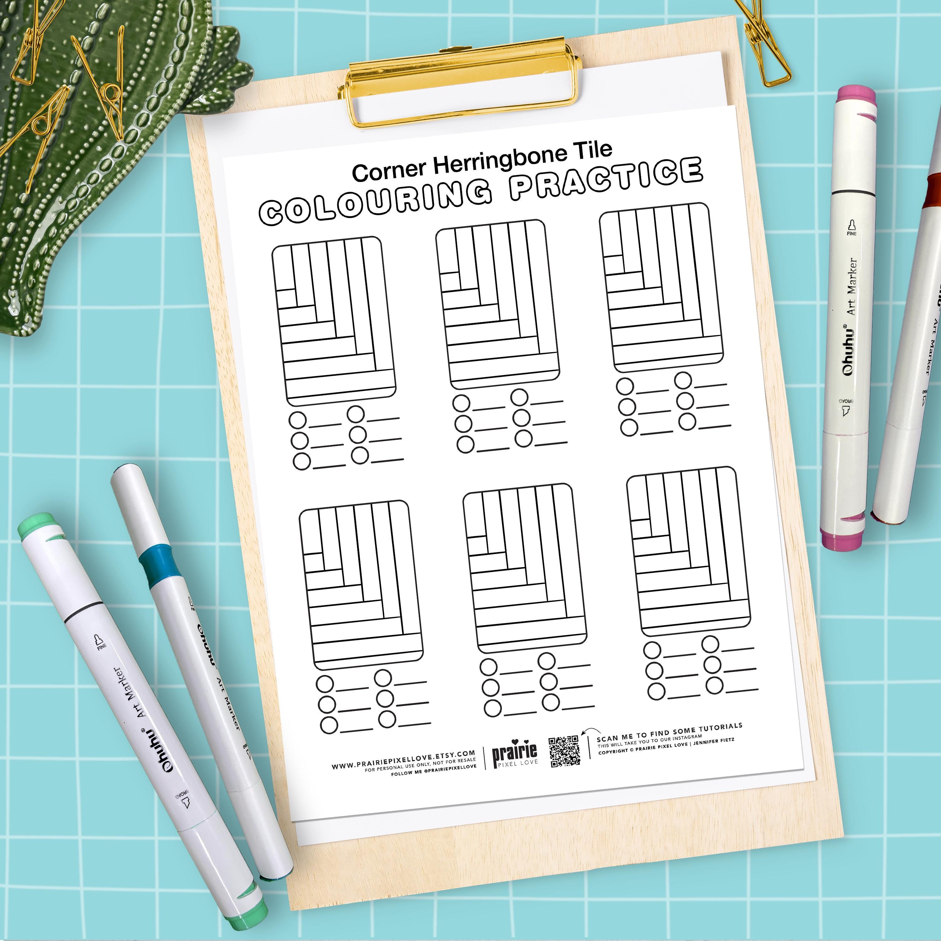 Colouring Tile & Bricks Texture Template: Printable Practice Page (PDF ...