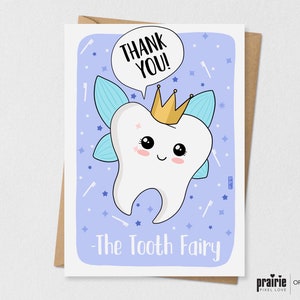 Carte de remerciement de fée de dent, carte de fée de dent, carte de fée, carte de dentiste, dentiste merci, carte orale