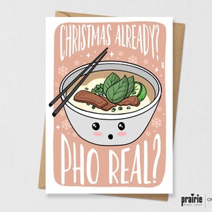Carte de Noël Pho, Carte drôle, Carte de Noël alimentaire, Carte de Noël, Carte de Noël drôle, Carte mignonne, Carte de jeu de mots, Carte de Noël mignonne