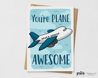 Printed Plane Card, Plane Birthday Card, Flying Birthday Card, Birthday Card, Kids Birthday Card, Boys Birthday Card, Thank You Card