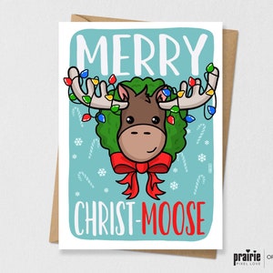 Merry Christ-MOOSE Christmas Card, Funny card, Merry Christmas Card, Holiday Card, Funny Christmas Card, Cute Card, Pun Card, Cute Christmas