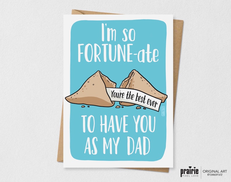 Fortune cookie Fathers Day card, Asian card, greeting card, fortune cookie, greeting card, Fathers Day, dad card, dad gift image 1