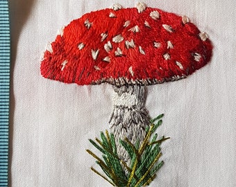 Hand Embroidery Fly Agaric Toadstool