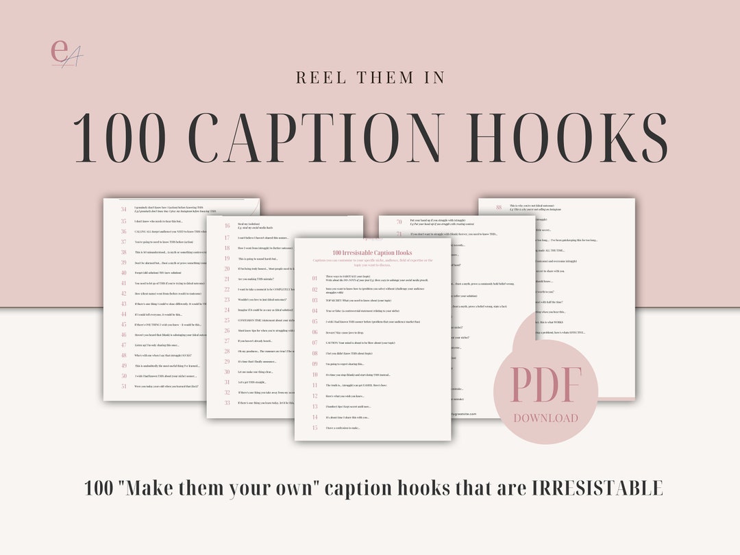 100 Instagram Caption Hooks Caption Starters, Reel Hooks, Tiktok Hooks