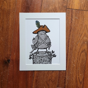 Le Petit Boucanier - handmade original linocut bird art print