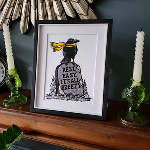 Rest Easy It&#39;s All Breezy - handmade original linocut bird art print