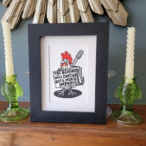 Management Memo - original handmade linocut bird art print