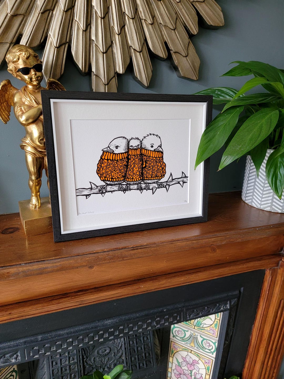 The Weird Sisters - Handmade Linocut Bird Art Print - Etsy