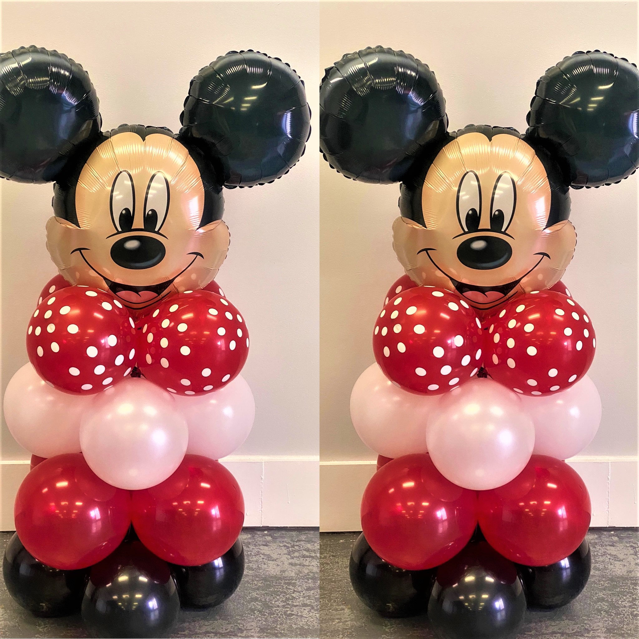 Mickey Mouse Birthday Decoration DIY Kit. Balloon column kit red, polka  dot, no helium or balloon stands needed easy directions. Makes