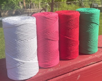 3mm Recycled Cotton Yarn: Braided Macrame Cord (180 Yds)