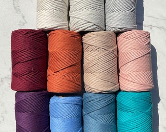Cordón de macramé de 3 mm: cuerda de algodón reciclado de una sola hebra de 246 pies