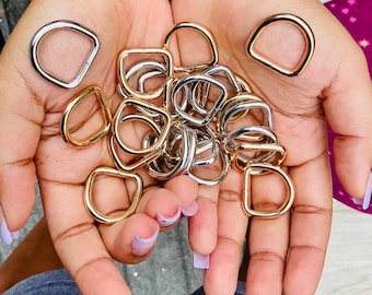 Anillos D dorados y plateados: accesorios de acero inoxidable de 1 pulgada (4 piezas)