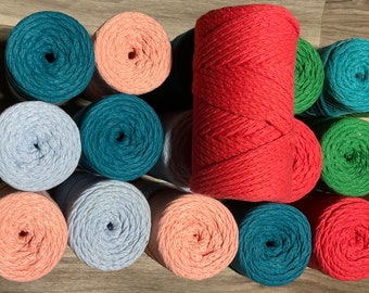 5mm Cotton Cord | Braided Yarn |  100% Cotton Yarn | Cotton Yarn | Macrame Cord | Braided Cord | 5mm Braided Yarn | 5mm Braided Cord | Cord