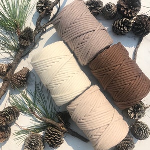 6mm Braided Cotton Sewing Cord: Macrame Rope, Handbag Supplies - 164 Feet