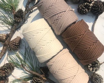 Cordón de algodón trenzado de 6 mm para coser: cuerda de macramé, suministros para bolsos - 50 metros