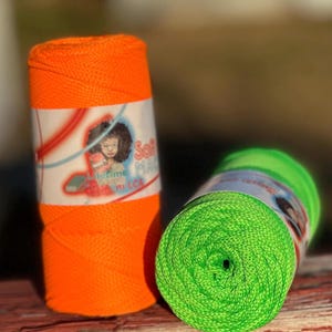 Neon Polyester Yarn. 4mm Soft Rope, 147 yds image 1