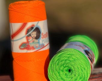Neon Polyester Yarn. 4mm Soft Rope, 147 yds