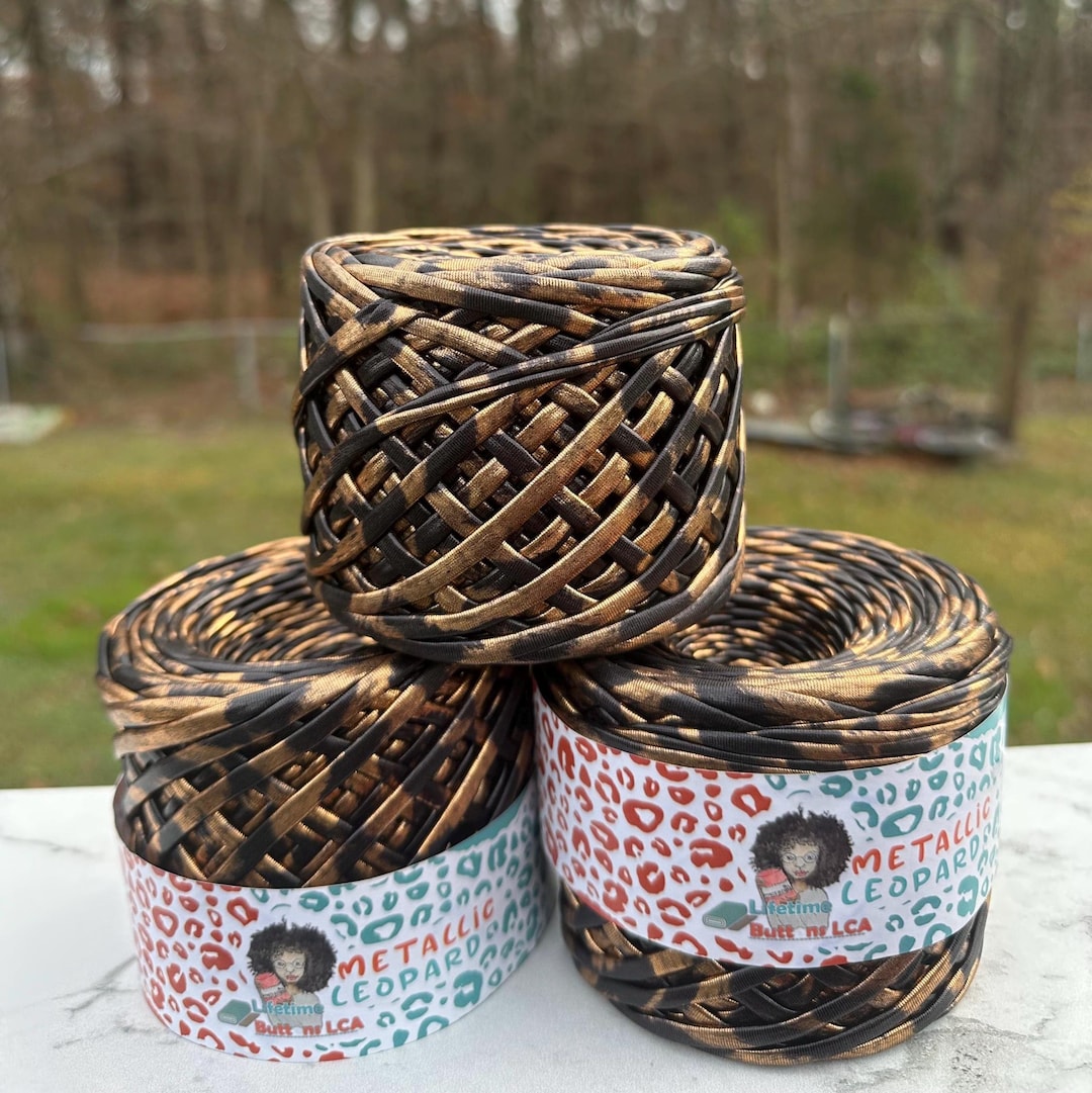 Metallic Leopard Print T-shirt Yarn: Bronze & Silver, 50 Yards - Etsy