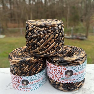 Metallic Leopard Print T-Shirt Yarn: Bronze & Silver, 50 Yards