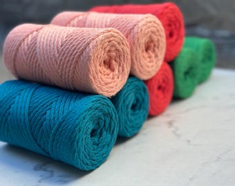 5mm Braided Recycled Cotton Cord: Macrame, Crochet, Weaving Yarn